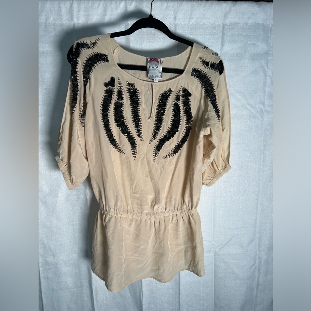 Yoana Baraschi‎ 100% Silk Embellished Top- Small
